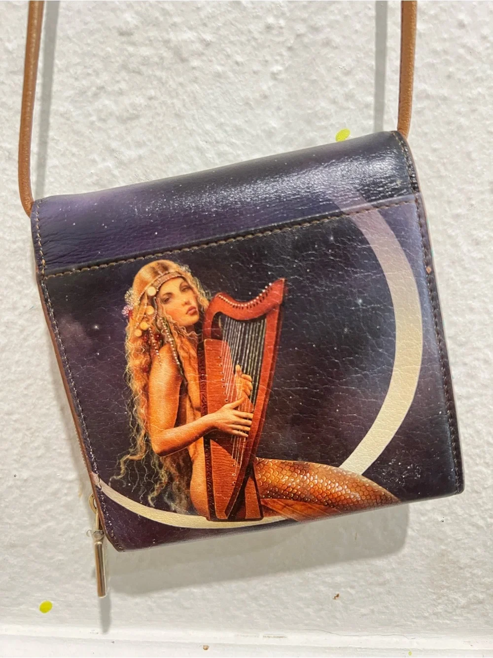 Mermaid Harp Crossbody Bag/ wallet in Purple